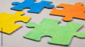 Coloured jigsaw pieces.