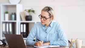 Woman completing online training