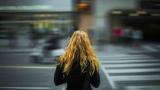 Woman crossing the road