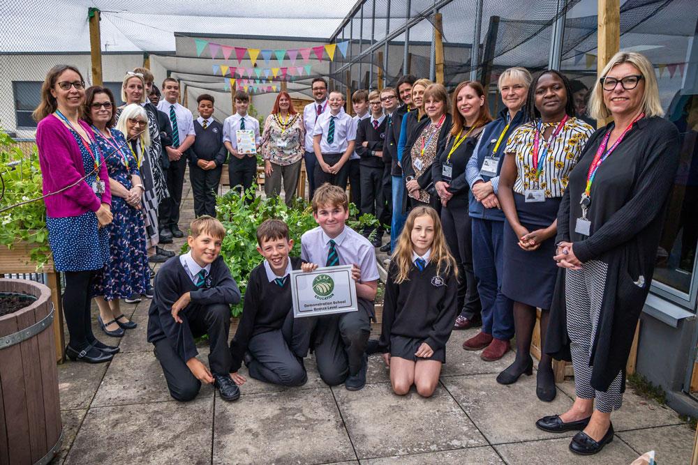 School celebrating LEAF sustainability framework